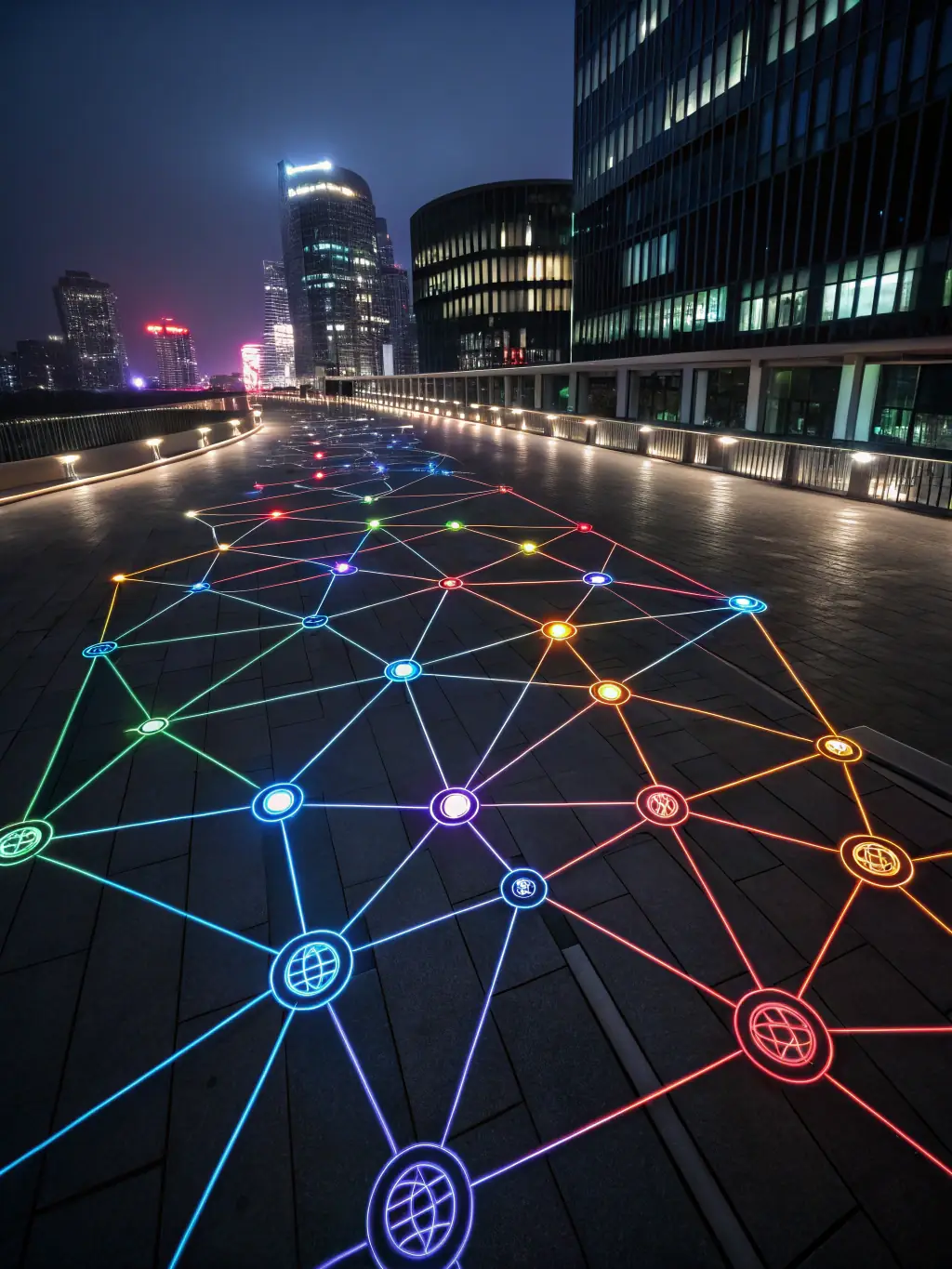 A digital illustration depicting a complex network of interconnected nodes, symbolizing the interconnectedness of digital transformation.